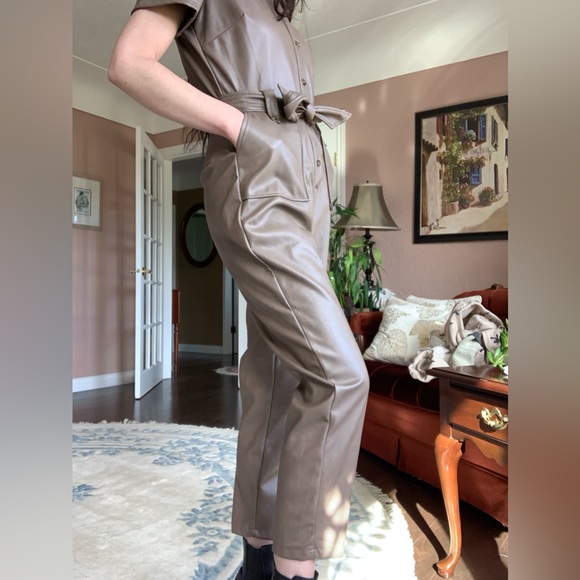 NWOT 7 for All Mankind Vegan Leather Jumpsuit - Picture 3 of 16